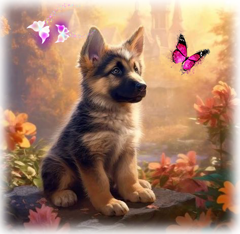 Chiot et les papillons